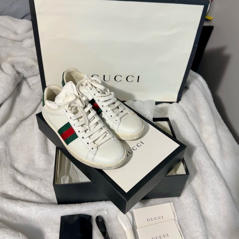 Gucci Ace White Leather Sneakers Size 36
